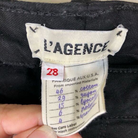 L’AGENCE Emmanuelle Black Cropped Skinny Jeans Ankle Zipper 28 - Picture 4 of 8